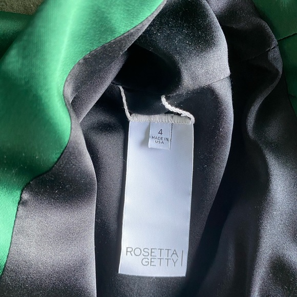 Rosetta Getty green stretch-satin blouse knotted puff sleeves size 4 MSRP $750 - Picture 9 of 12